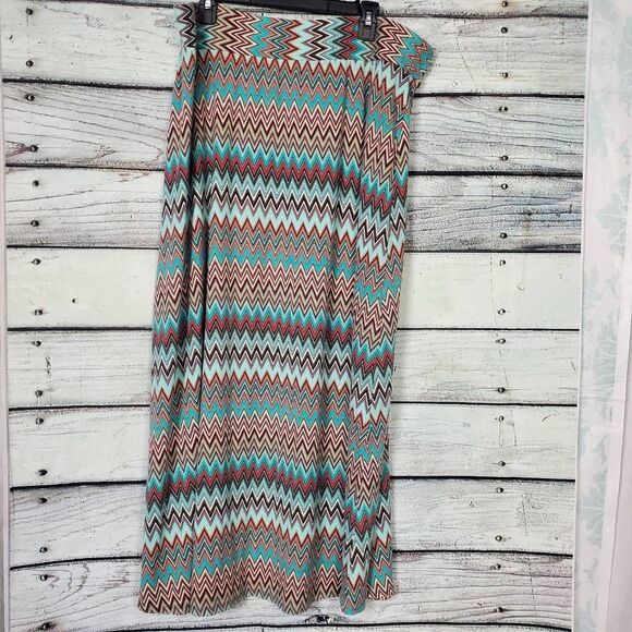 Cato Woman Chevron Print Maxi Skirt Multicolor Plus 2X Stretch - Picture 3 of 5